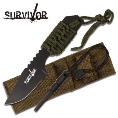 Survivor Knife W/firestarter Green