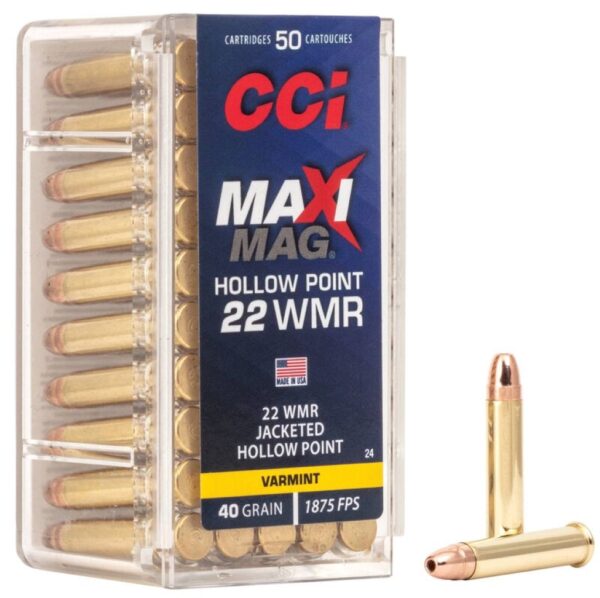 Cci 22wmr Maxi Mag Varmint 40gr Jhp 1875fps 50 Pack