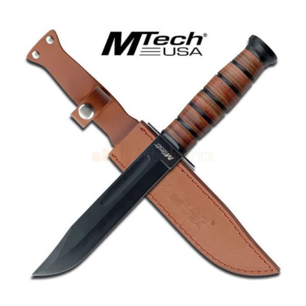 Mtech Leather Handle Fixed Knife