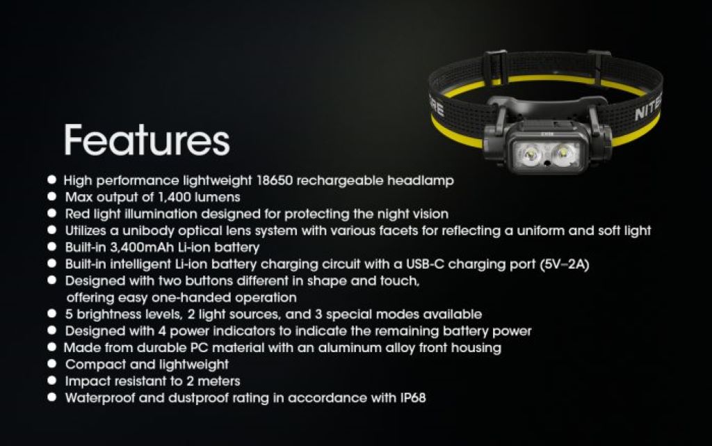 Nitecore Lightweight Headlamp High Output Usb-c Rechargeable 1400lumens Nitecore Lightweight Headlamp High Output Usb-c Rechargeable 1400lumens